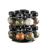 16 Jar Spice Rack with Black Knobs