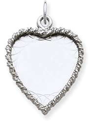 Sterling Silver Engraveable Heart Disc Charm