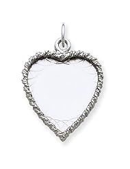 Sterling Silver Engravable Heart Disc Charm