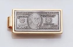 Legere Bmc-105 Money Clip- 100 Dollar Bill- Pewter and Gold