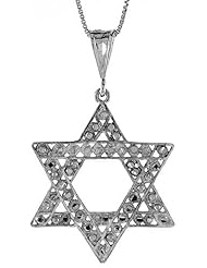 Sterling Silver Star of David Pendant, 1 1/2 inch