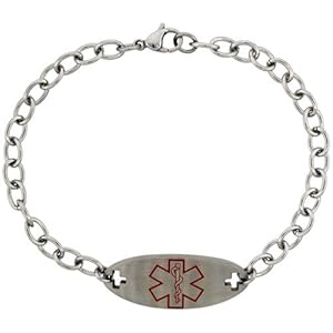 Surgical Steel Medical Alert Bracelet for COUMADIN 9/16 inch wide, 8 1/2 inch long
