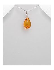 Baltic Amber Pendant Necklace In 92.5 Sterling Silver