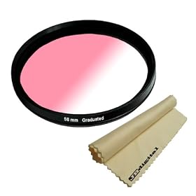 58mm Graduated Pink Color Filter + JB Microfiber Cleaning Cloth for Camera Lens with 58mm Filter Thread