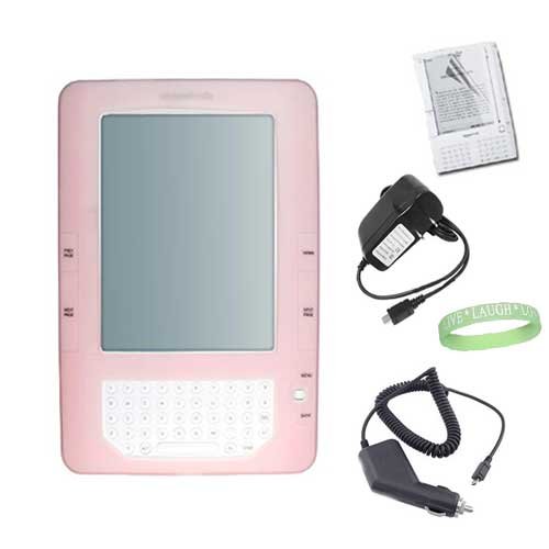 Pink Kroo Amazon Kindle 2 E-Book Reader Silicone Rubber Skin Cover + Travle Wall Charger + Car Charger + Custom Fit Screen Protector + A Live*Laugh*Love Wrist Band!!! (Kindle 2 Not Included) Image Pink Kroo Amazon Kindle 2 E-Book Reader Silicone Rubber Skin Cover + Travle Wall Charger + Car Charger + Custom Fit Screen Protector + A Live*Laugh*Love Wrist Band!!! (Kindle 2 Not Included)