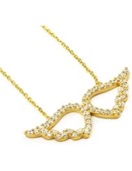 Gold Plated Angel Wings CZ Necklace