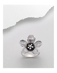 Flower Ring In 92.5 Sterling Silver