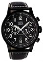 Davis - Montre XXL Aviamatic - Waterproof Chronographe - Bracelet en Cuir Noir surpiqué
