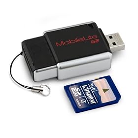 Kingston MobileLite USB 2.0 Multi-card Reader with 8 GB Class 4 SDHC Flash Memory Card FCR-MLG2+SD4/8GB