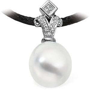 Genuine IceCarats Designer Jewelry Gift 18K Palladium White Gold South Sea Cultured Pearl And Diamond Pendnt 12.00 Mm