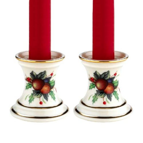 Lenox Holiday Tartan Candlestick Pair w/Tapers - 761993