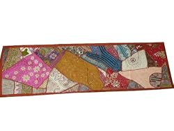 Reddish Rust Decorative Wall Hanging Art Unique Decor Tapestry Table Runner India 60 X 20 Inch Free Shipping