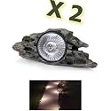 Lot de 2 - Spots Solaire 3 LED Lampe Jardin Pierre 27 CM