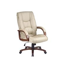 Office Star High-Back Leather Executive Chair - Tan
