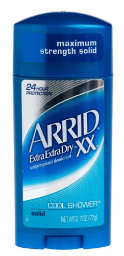 Arrid XX Extra Extra Dry Maximum Strength Antiperspirant/Deodorant Solid, Cool Shower, 2.7-Ounce Sticks Pack of 6
