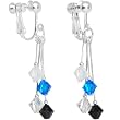 Black Blue Silver White Crystal Sports Team Clip On Earrings