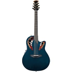 Adamas W2097 Deep Contour Cutaway Acoustic-Electric Guitar with Case, Cobalt Blue by 