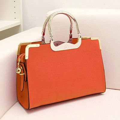 NEW! Womens Ladies PU Designer Leather Tote Satchel Shoulder Bag Crossbody Handbag//Orange