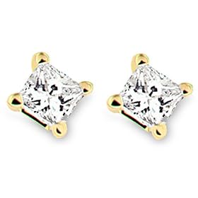 18k Yellow Gold Princess Cut Diamond Solitaire Earrings (1/3ctw, G-H, VS2)