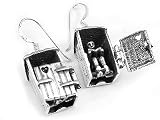 Sterling Silver Moveable 3D Country Outhouse Earrings
