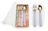 Golden Rabbit Pastel Blue Baby Flatware Spoon & Fork Set