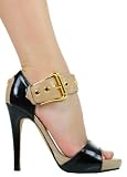 Sexy Dressy Fashionable Chic Platform Sandal with Stylish Buckle Ankle Strap from Hot Fash Shoes - POW Black