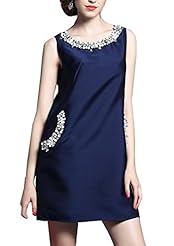 Sexy Sleeveless Cotton/Leather/Polyester/Wool Summer Winter Beaded Party Dress 