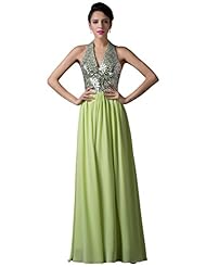 V-neck Sequined Backless Chiffon/Satin Halter Evening Dress/Homecoming Dress/Party Dress 
