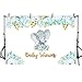 MEHOFOTO 7X5ft Cute Elephant Boy Baby Shower Party Backdrop Blue Flowers Welcome Decorations Photography Background Photo Banner