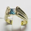 14K Yellow Gold Blue Diamond Ring