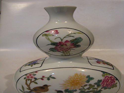 Birds Sitting in Branch and Peony Blooming in Calabash Vase