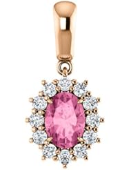 10K Rose Gold 7.00x5.00mm Oval Cut Pink Sapphire and Diamond Pendant -- LIFETIME WARRANTY