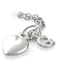 Silver Pendant Initial & Heart, Letter G 8.4x5.0mm