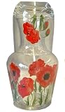 Hand Painted Glassware Red Poppy Design - Bedside Carafe Set