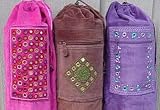 Barefoot Yoga Cotton Velvet Mat Bags - with Indian Beadwork and Embroidery