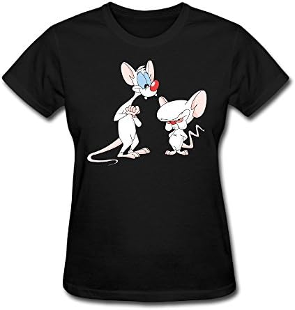 Women's Pinky And The Brain Retro Cartoon Black T-shirt
