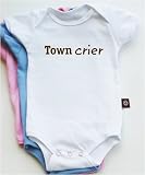 Town crier short sleeve baby bodysuit / onesie - white, pink or baby blue