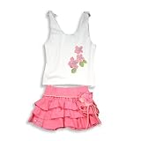 Mish Mish - Girls Tank Skirt Set, White, Pink