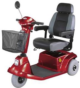 Mid-Range Three Wheel Scooter, Burgundy 