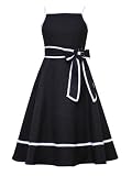 Rare Editions Girls 7-16 BLACK IVORY CREPE SATIN TRIM SEQUIN SIDE BOW DRESS