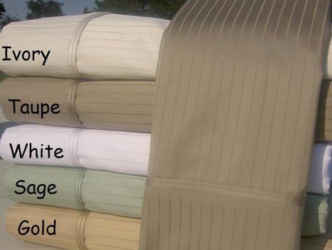 Homespell Egyptian Cotton 1000 Thread Count Sateen Stripe Bed Sheet Set Queen Sage