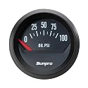 Sunpro CP8212 StyleLine Electrical Oil Pressure Gauge - Black Dial