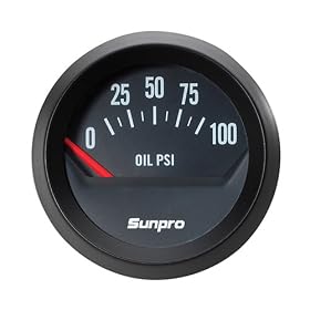 Sunpro CP8212 StyleLine Electrical Oil Pressure Gauge - Black Dial