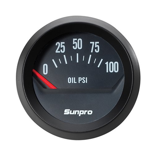 Sunpro CP8212 StyleLine Electrical Oil Pressure Gauge - Black Dial