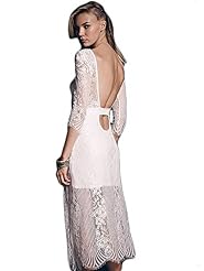 Sexy Backless Lace Elbow Length Sleeves Party Dress/Midi Dress 