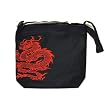 Traditional Chinese Black Canvas Messenger Bag Reproduction with Dragon