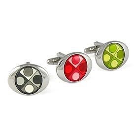 Spot Cufflinks featuring stainless steel and rubber. Available in 3 colors. From left to right -...