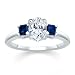 1.00 CT OVAL DIAMOND W PRINCESS BLUE SAPPHIRE RING 18K