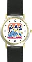 Moslem or Muslim Men at Prayer - WATCHBUDDY&reg; DELUXE TWO-TONE THEME WATCH - Arabic Numbers - Black Leather Strap-Size-Large ( Men's Size or Jumbo Women's Size )
