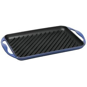 Le Creuset Enameled Cast-Iron 13-by-8-1 2-Inch Rectangular Skinny Grill, Cobalt Blue by Le Creuset